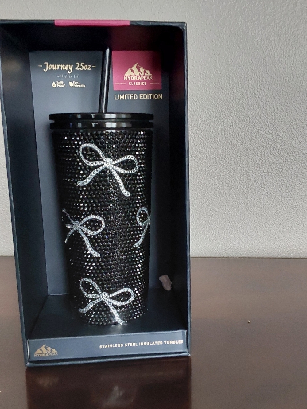 HydraPeak The Journey 25oz Black Crystal Bow Stainless Steel Tumbler - Picture 2 of 4